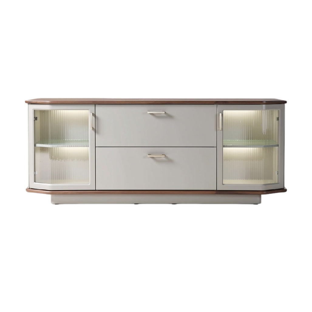 Modern Elegant Sideboard with Glass Lighting and Two Drawers