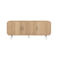 Modern Minimalist Wooden Sideboard with Ribbed Texture and Metal Legs