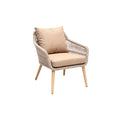 Modern Rattan Accent Chair with Cushioned Seat and Natural Wood Legs