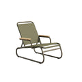 Adjustable Outdoor Lounge Chair with Wooden Armrests and Steel Frame