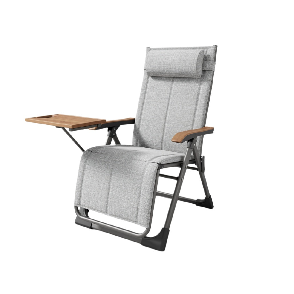 Adjustable Outdoor Reclining Chair with Side Table and Headrest
